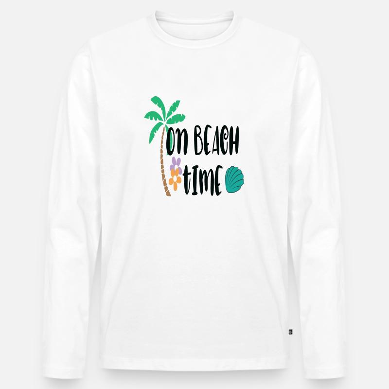 On Beach Time - Männer Premium Bio Langarmshirt - Weiß