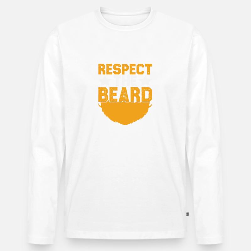 Respect the Beard - Männer Premium Bio Langarmshirt - Weiß
