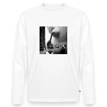 Brachiosaurus détruit la ville - T-shirt manches longues Premium bio Homme - blanc - Devant - Nico (187cm)