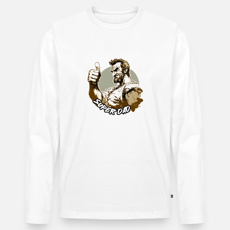 Super Papa - Männer Premium Bio Langarmshirt - Weiß