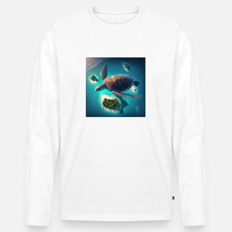 Die fliegende Schildkröte - Männer Premium Bio Langarmshirt - Weiß
