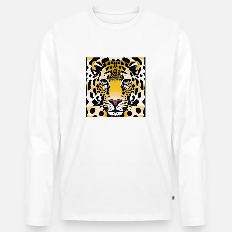 Leopard Gepard Katze - Männer Premium Bio Langarmshirt - Weiß