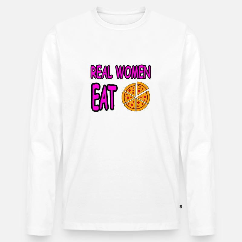 Pizza - Männer Premium Bio Langarmshirt - Weiß