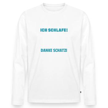 Ich Schlafe lustiger Morgenmuffel Spruch Freund - Männer Premium Bio Langarmshirt - Weiß - Vorne - Nico (187cm)