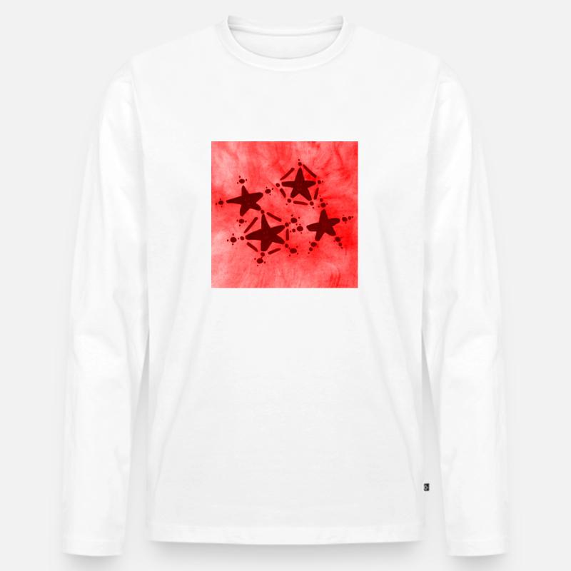 4 ROTE STERNE - Männer Premium Bio Langarmshirt - Weiß