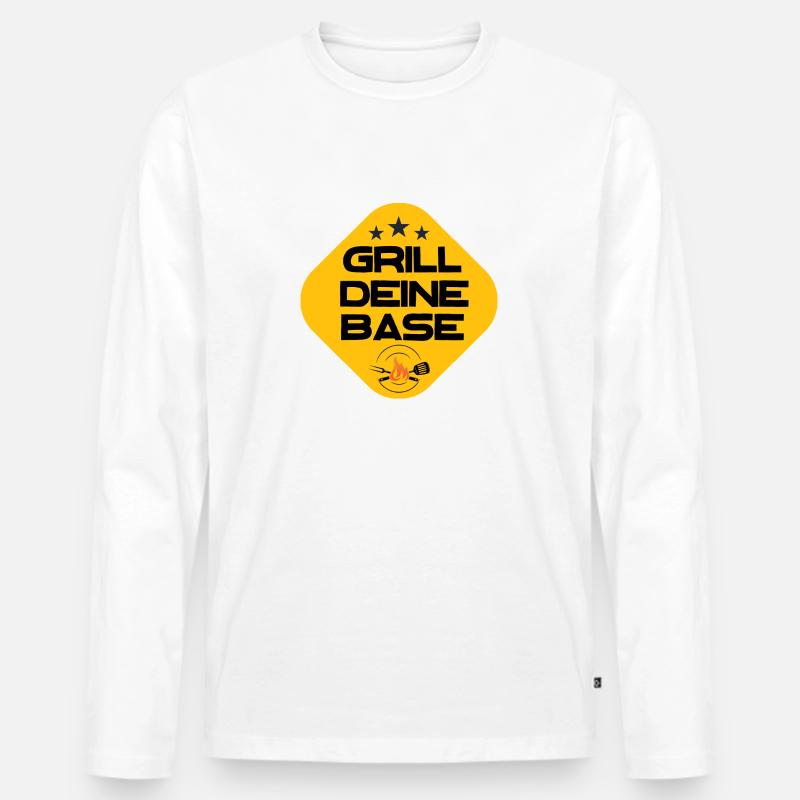 Grill Deine Base - Männer Premium Bio Langarmshirt - Weiß