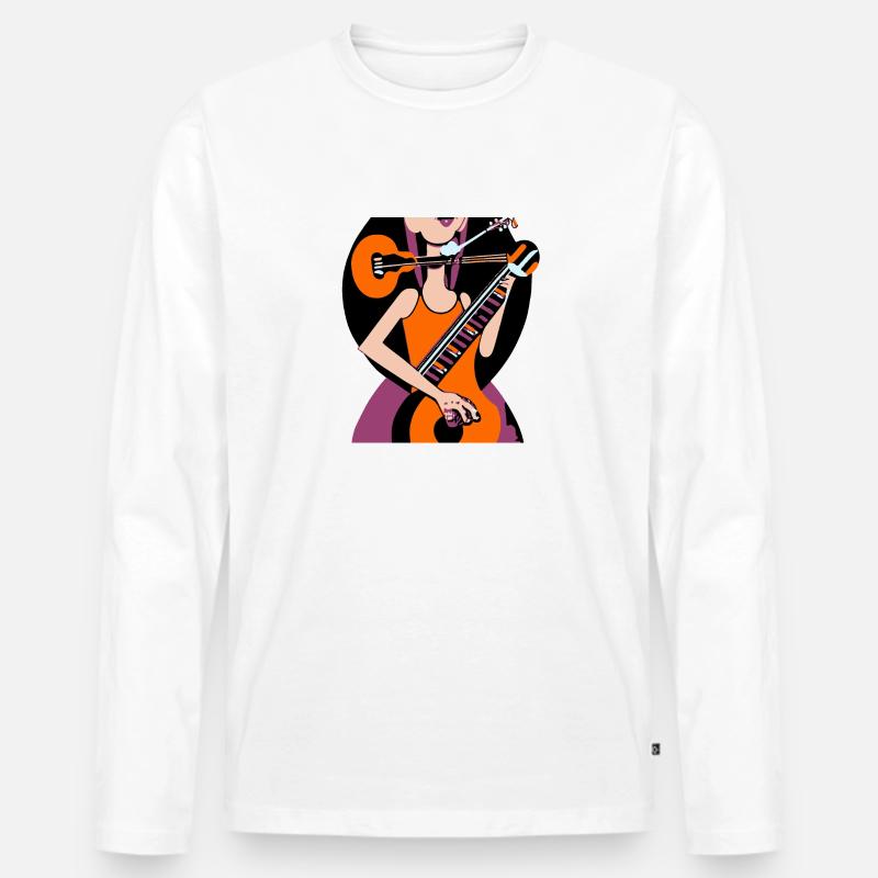 Musik Mädchen - Männer Premium Bio Langarmshirt - Weiß