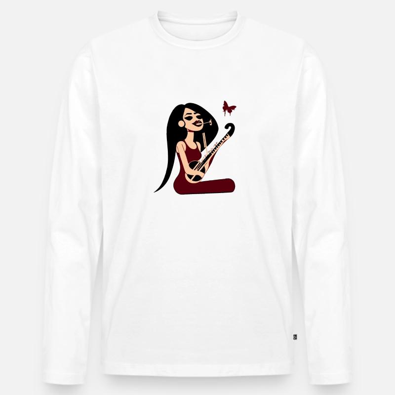 Musik Mädchen - Männer Premium Bio Langarmshirt - Weiß