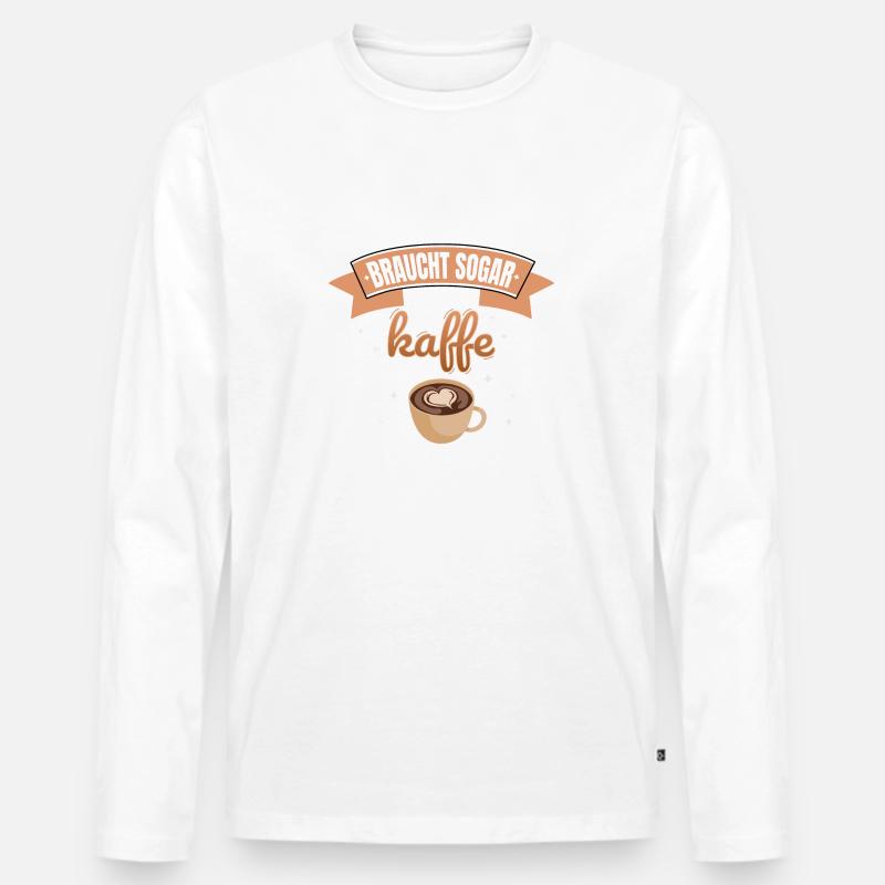 Heute braucht mein Kaffee einen Kaffee Spruch - Männer Premium Bio Langarmshirt - Weiß