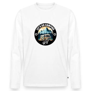 RV "Lets Go Camping" Retro T-Shirt - Men's Premium Organic Long Sleeve Shirt - white - Front - Nico (187cm)