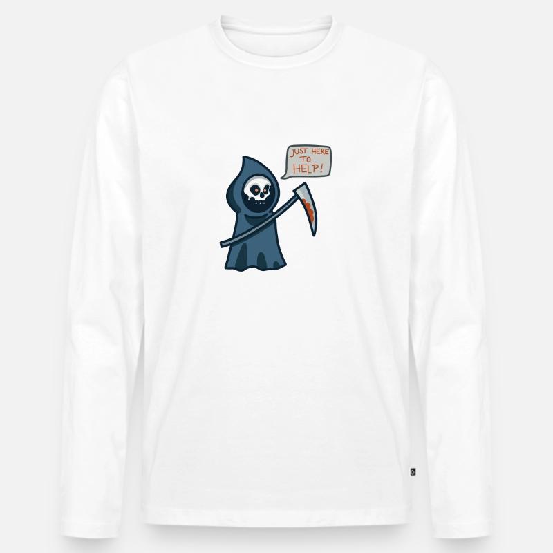 JUST HERE TO HELP - Männer Premium Bio Langarmshirt - Weiß