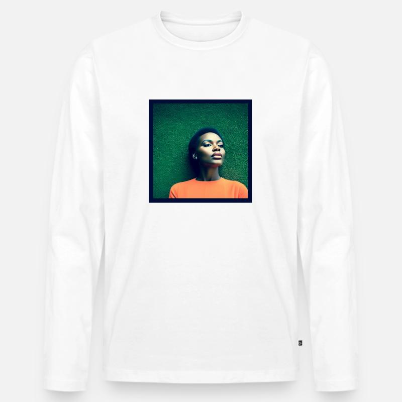 Afrikafarben - Männer Premium Bio Langarmshirt - Weiß