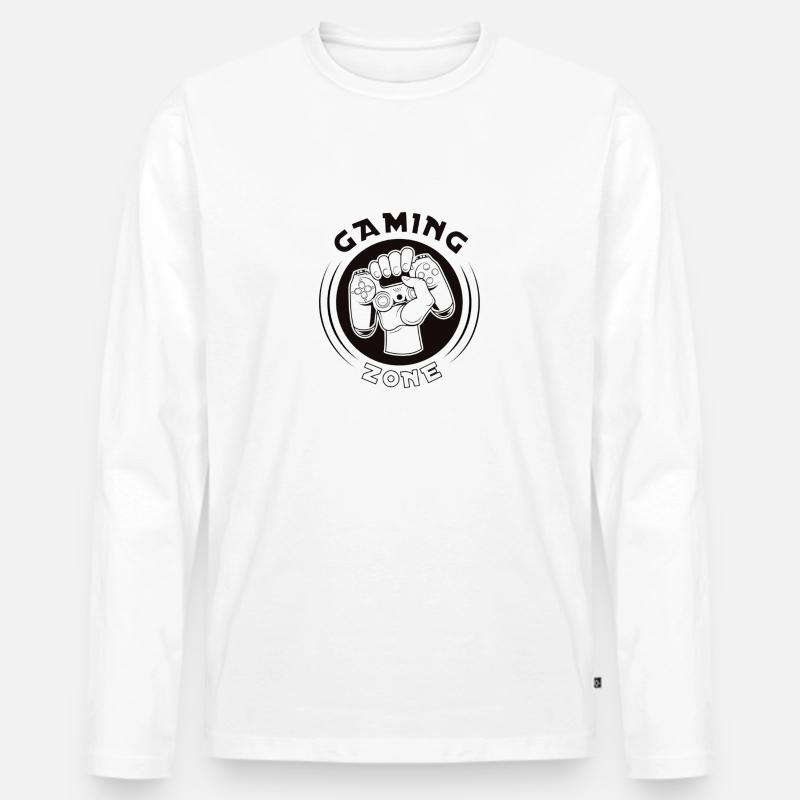 Gaming-Zone - Männer Premium Bio Langarmshirt - Weiß