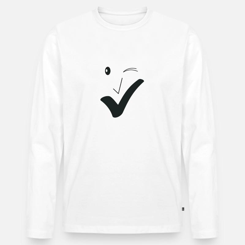 Feines Lächeln Feines Gesicht A03. - Männer Premium Bio Langarmshirt - Weiß