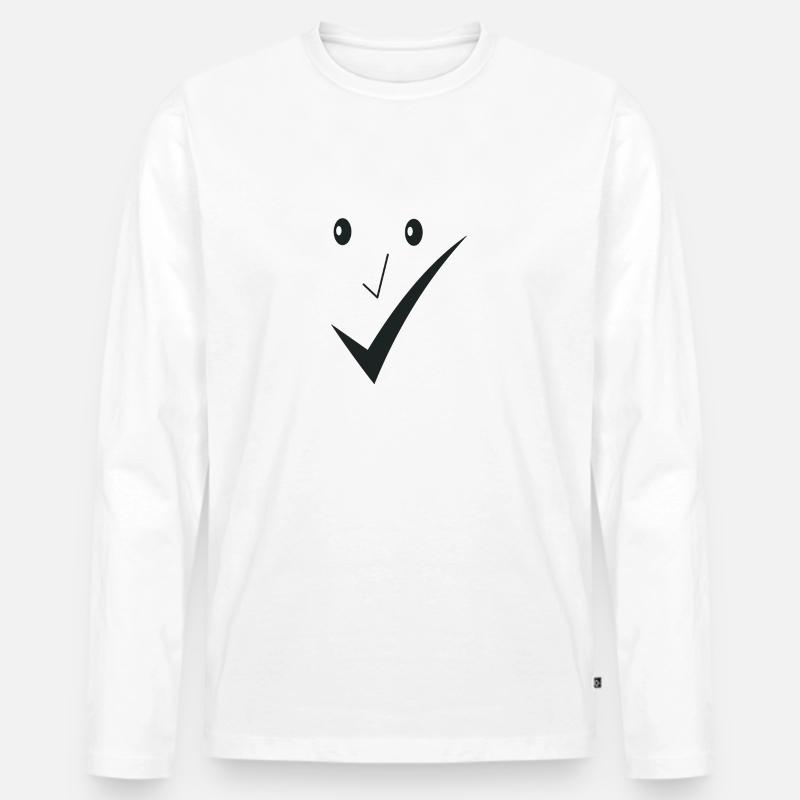 Feines Lächeln - Feines Gesicht D01. - Männer Premium Bio Langarmshirt - Weiß