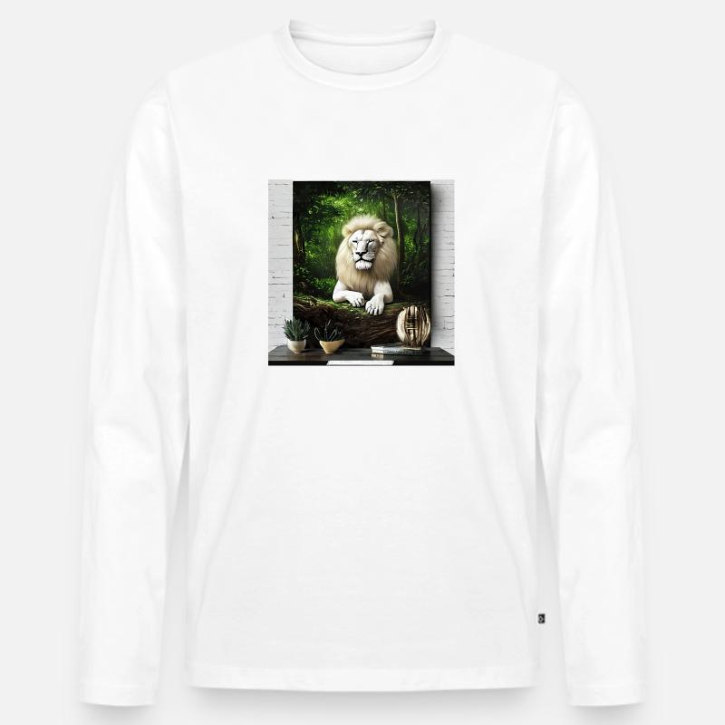 Weißer, majestätischer Löwe - Männer Premium Bio Langarmshirt - Weiß