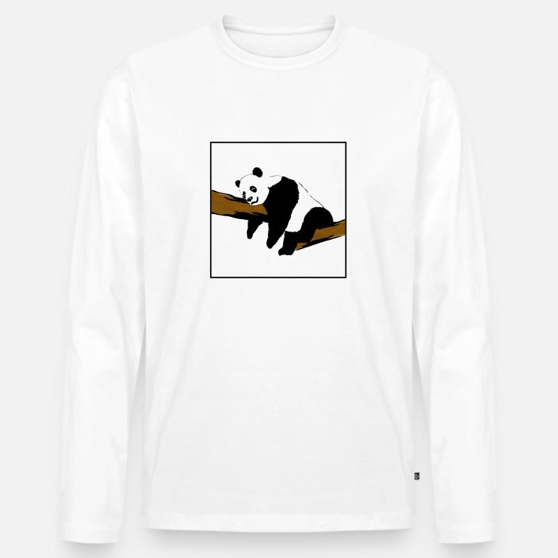 Panda ohne Hintergrund - Männer Premium Bio Langarmshirt - Weiß