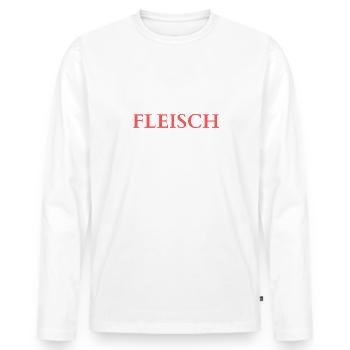 Nur Fleisch macht Fleisch - Männer Premium Bio Langarmshirt - Weiß - Vorne - Nico (187cm)