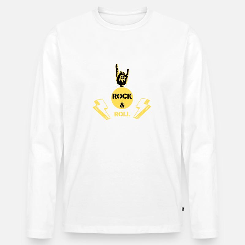 ROCK & ROLL - Männer Premium Bio Langarmshirt - Weiß