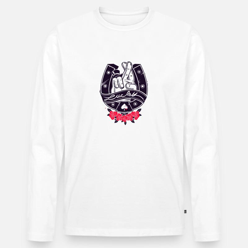GLÜCKLICH - Männer Premium Bio Langarmshirt - Weiß