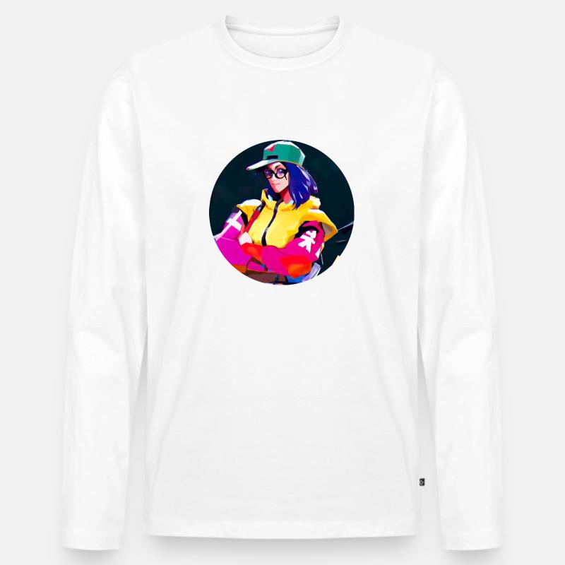 Heldin als Anime - Männer Premium Bio Langarmshirt - Weiß