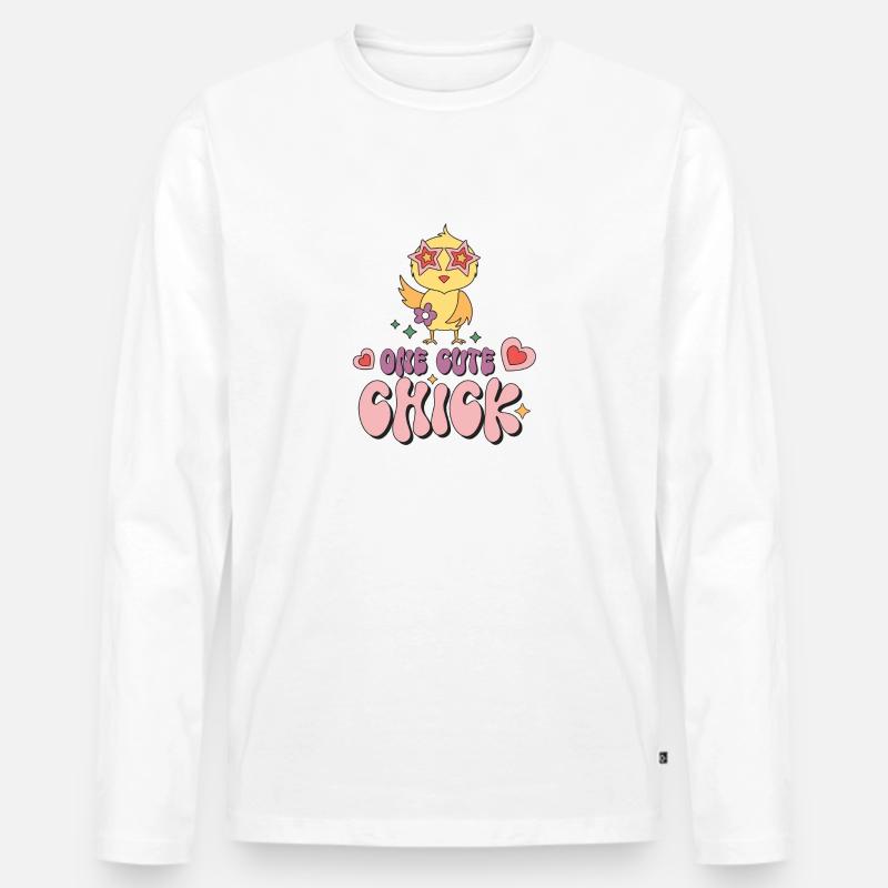 One Cute Chick - Männer Premium Bio Langarmshirt - Weiß