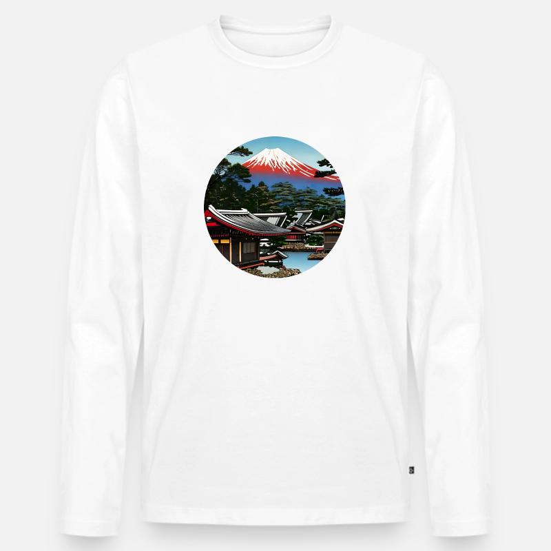 Mount Fuji in Digital Art - Männer Premium Bio Langarmshirt - Weiß