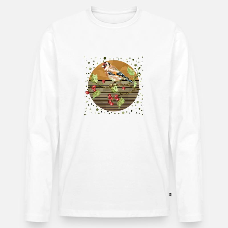 Bunter Vogel - Männer Premium Bio Langarmshirt - Weiß