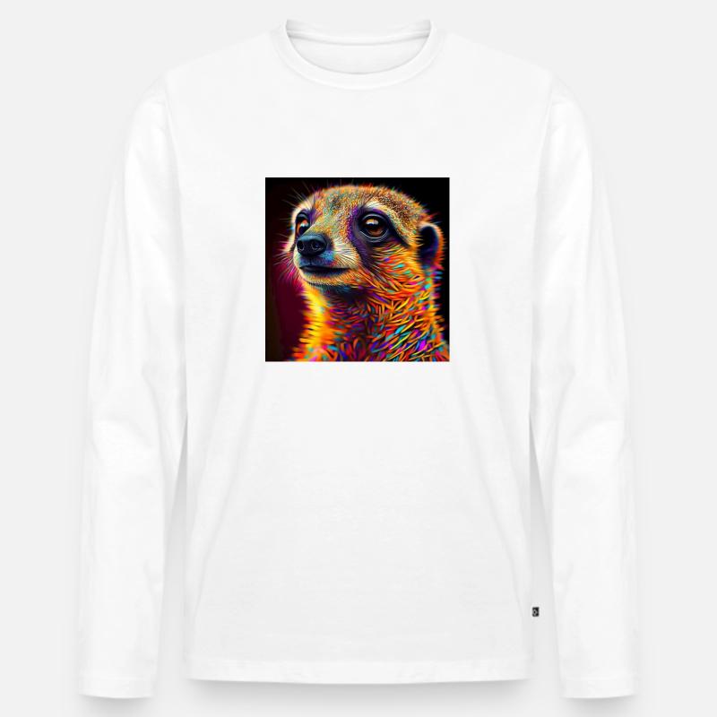 Farbiges Erdmännchen, einzigartiges Design - Männer Premium Bio Langarmshirt - Weiß