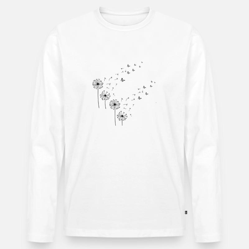 Schmetterlingsblumen - Männer Premium Bio Langarmshirt - Weiß