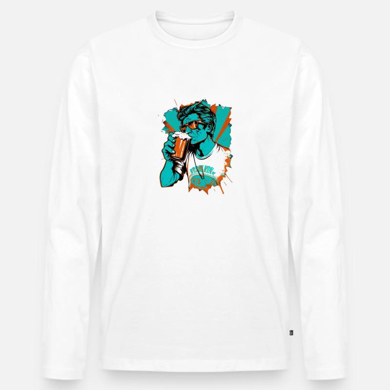 PopUp Bier typParty - Männer Premium Bio Langarmshirt - Weiß