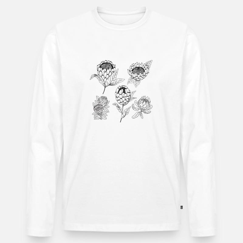 Protea-Blütengruppe - Männer Premium Bio Langarmshirt - Weiß
