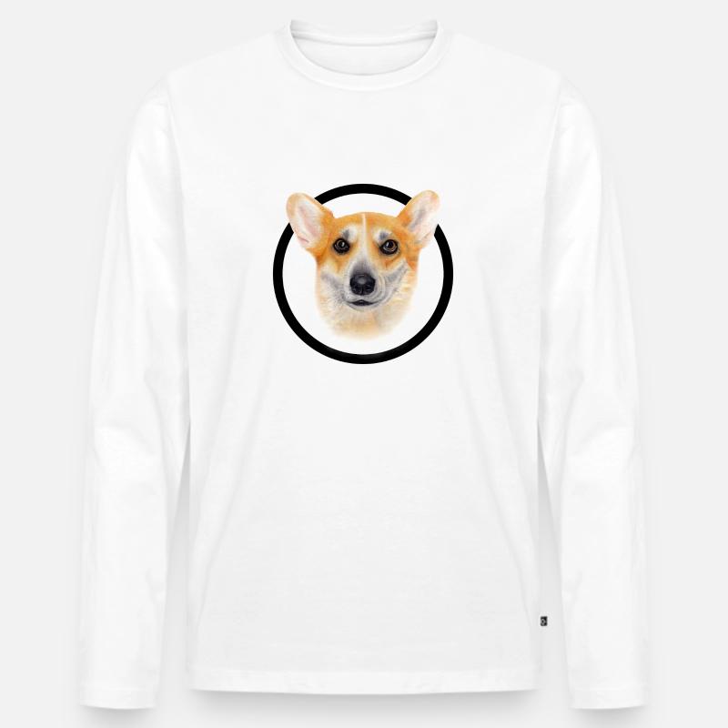 Corgi - Männer Premium Bio Langarmshirt - Weiß