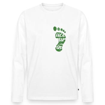 Reduce your Footprint - Men's Premium Organic Long Sleeve Shirt - white - Front - Nico (187cm)