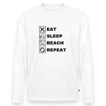 Manger dormir sur la plage répéter - T-shirt manches longues Premium bio Homme - blanc - Devant - Nico (187cm)