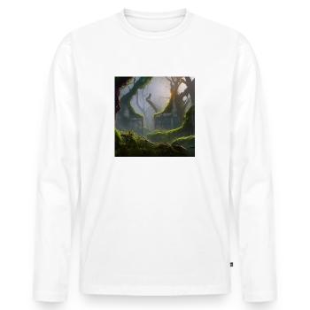 Overgrown city covered in vines and mos - Men's Premium Organic Long Sleeve Shirt - white - Front - Nico (187cm)