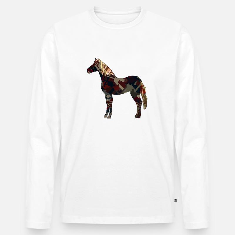 Pferd - Männer Premium Bio Langarmshirt - Weiß