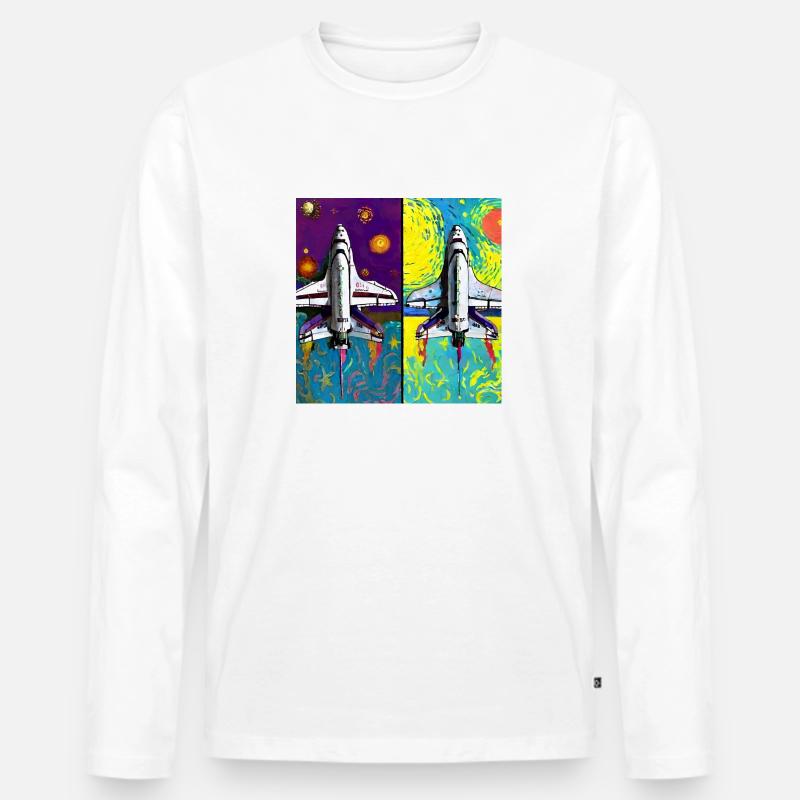 Space Shuttle Van Gogh - Männer Premium Bio Langarmshirt - Weiß