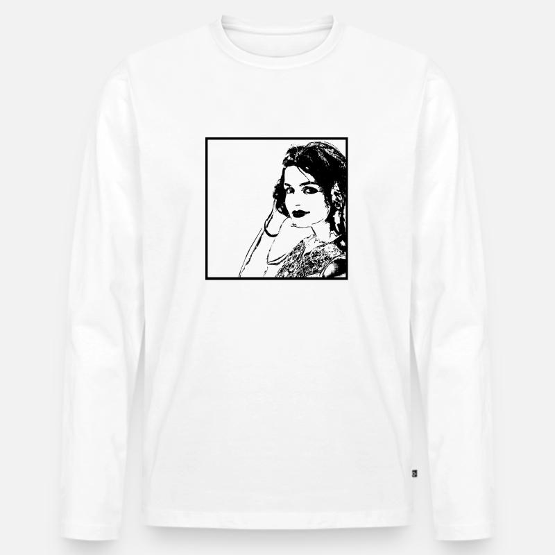 Frau Portrait 49 Shakuntala Devi - Männer Premium Bio Langarmshirt - Weiß