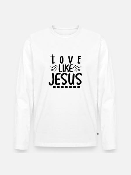 Aimer comme Jésus - T-shirt manches longues Premium bio Homme - blanc