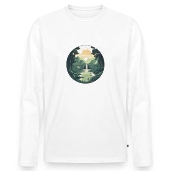Beauté fluide - Paysage vintage en cercle - T-shirt manches longues Premium bio Homme - blanc - Devant - Nico (187cm)
