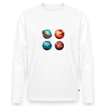 The Cosmic System - Planets - Men's Premium Organic Long Sleeve Shirt - white - Front - Nico (187cm)