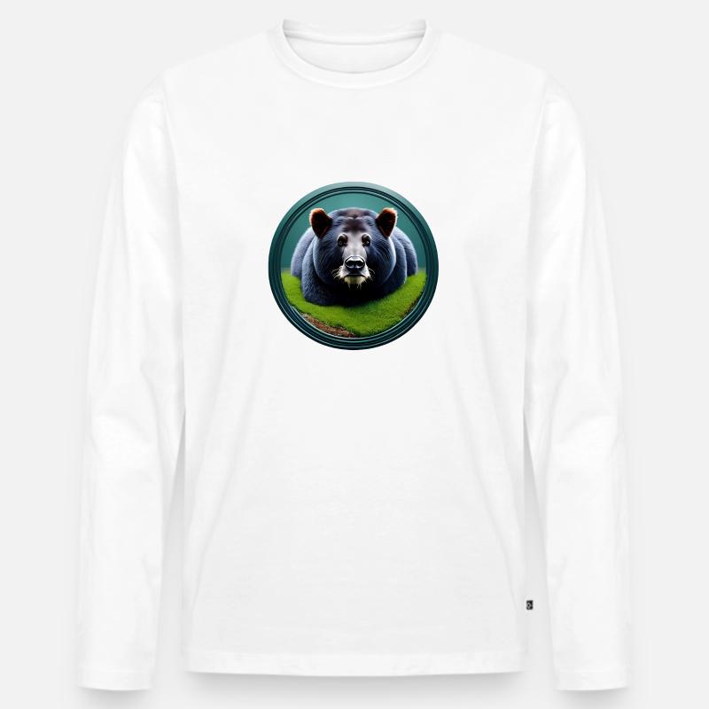 Braunbär im Wald - Männer Premium Bio Langarmshirt - Weiß