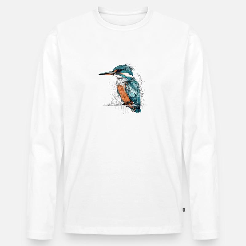 schöner Eisvogel - Männer Premium Bio Langarmshirt - Weiß
