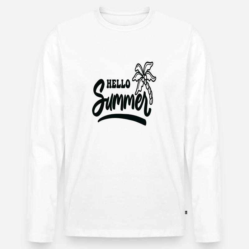 Hello Summer - Männer Premium Bio Langarmshirt - Weiß