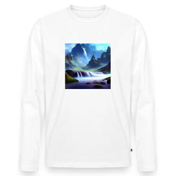 Cascade et Berge_01 - T-shirt manches longues Premium bio Homme - blanc - Devant - Nico (187cm)