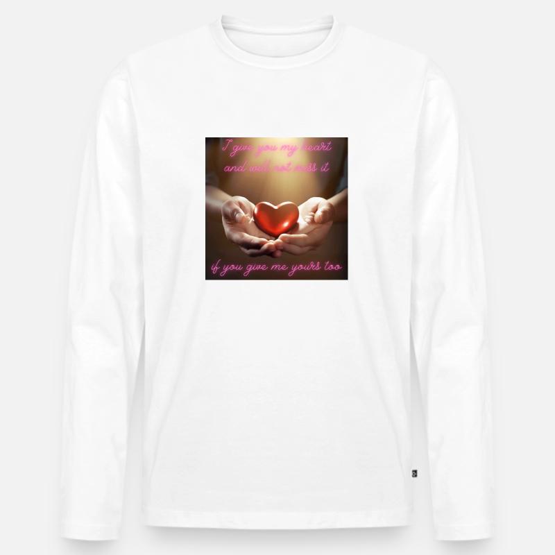 Ich schenke Dir mein Herz - Männer Premium Bio Langarmshirt - Weiß