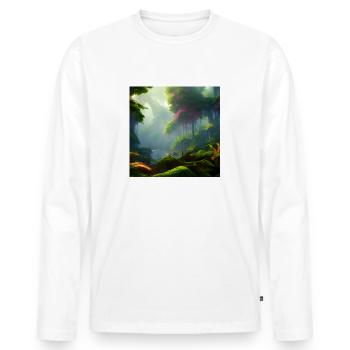 Forêt tropicale 01 - T-shirt manches longues Premium bio Homme - blanc - Devant - Nico (187cm)