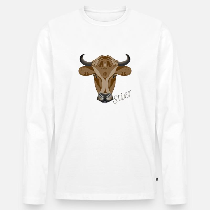 Sternzeichen Stier - Männer Premium Bio Langarmshirt - Weiß