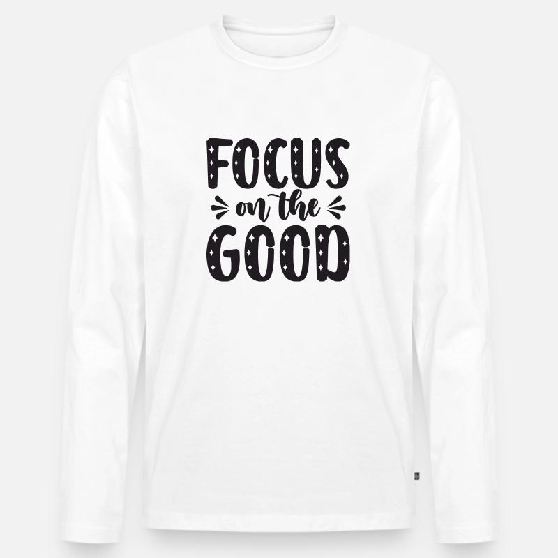 Focus on the Good - Männer Premium Bio Langarmshirt - Weiß